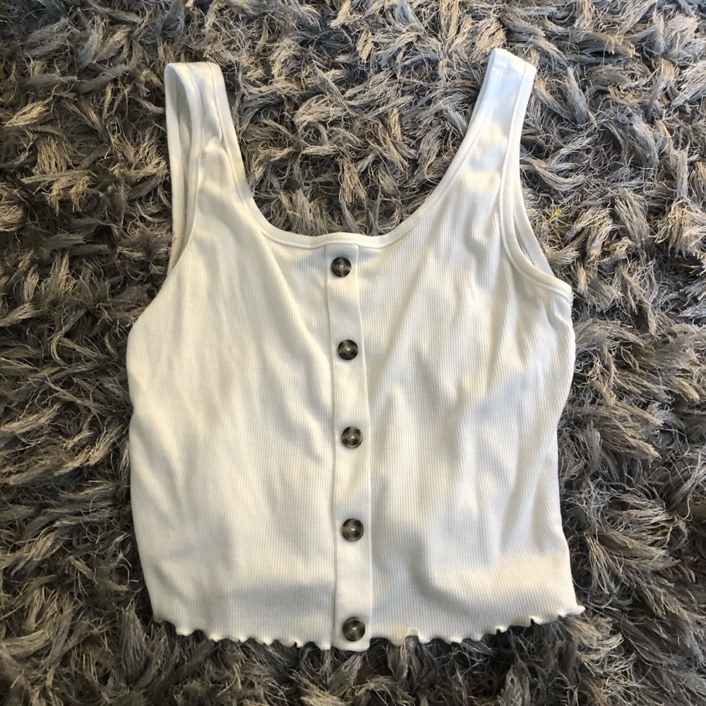 White button crop top
